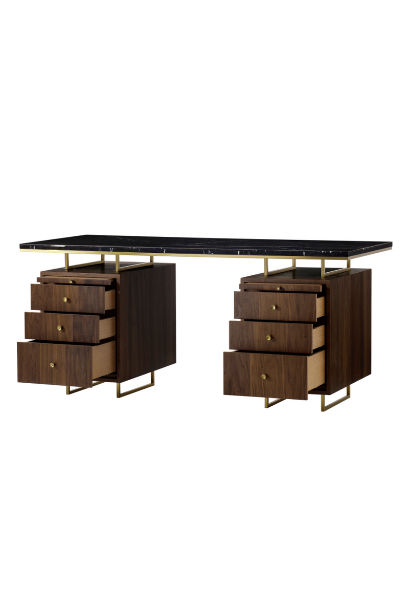 Black Marble Top Wooden Desk L | Andrew Martin Chester | OROATRADE