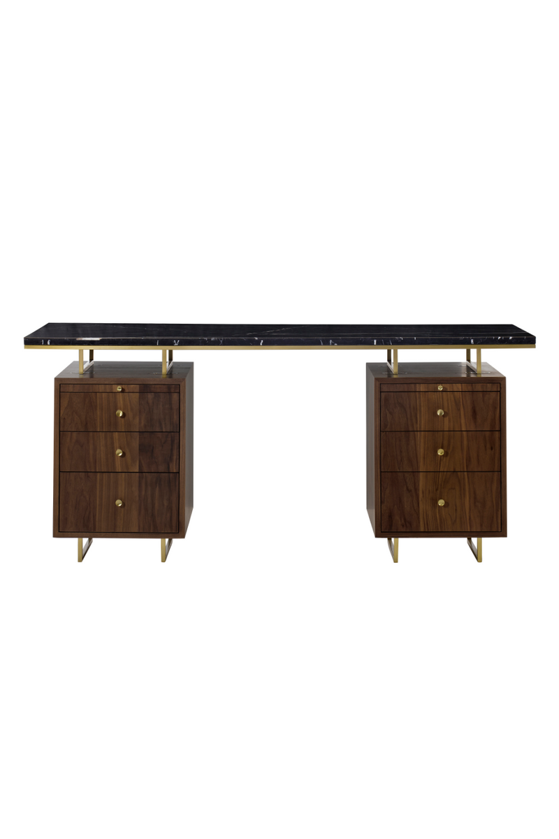 Black Marble Top Wooden Desk L | Andrew Martin Chester | OROATRADE
