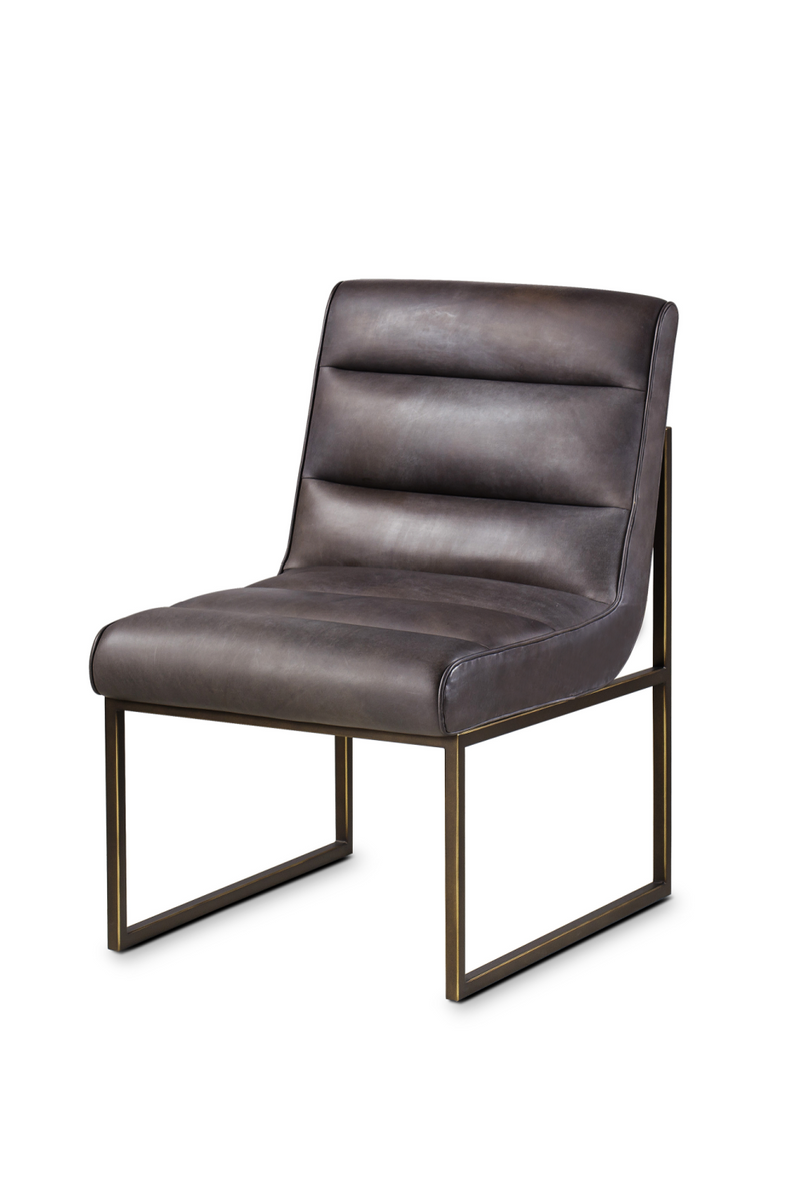 Brown Leather Ribbed Side Chair | Andrew Martin Noah | OROATRADE