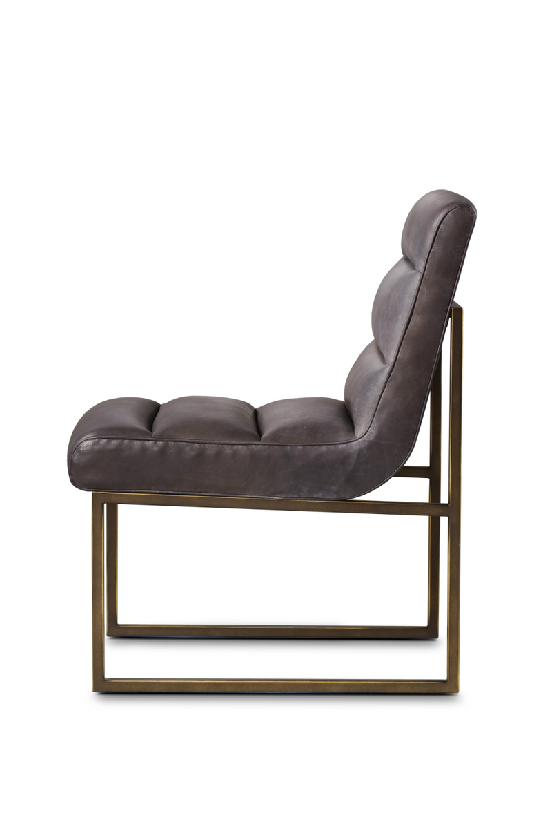 Brown Leather Ribbed Side Chair | Andrew Martin Noah | OROATRADE