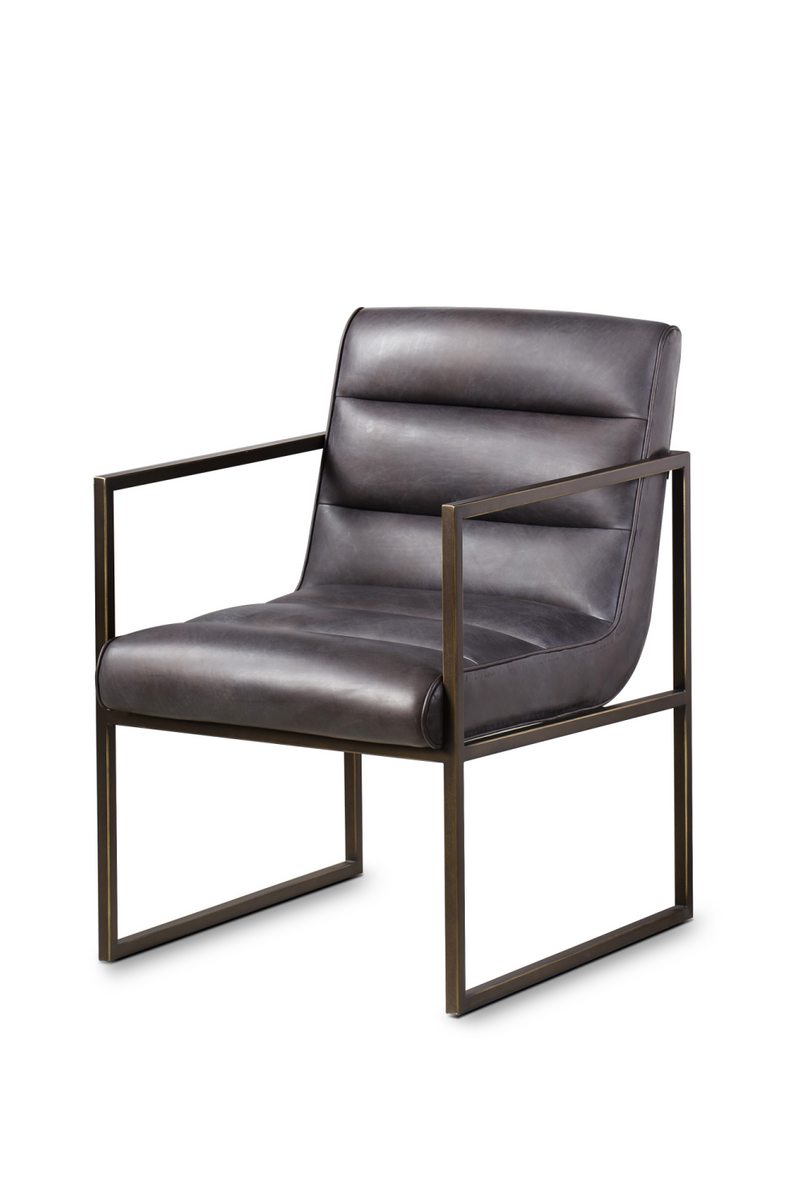 Brown Leather Ribbed Armchair | Andrew Martin Noah | OROATRADE