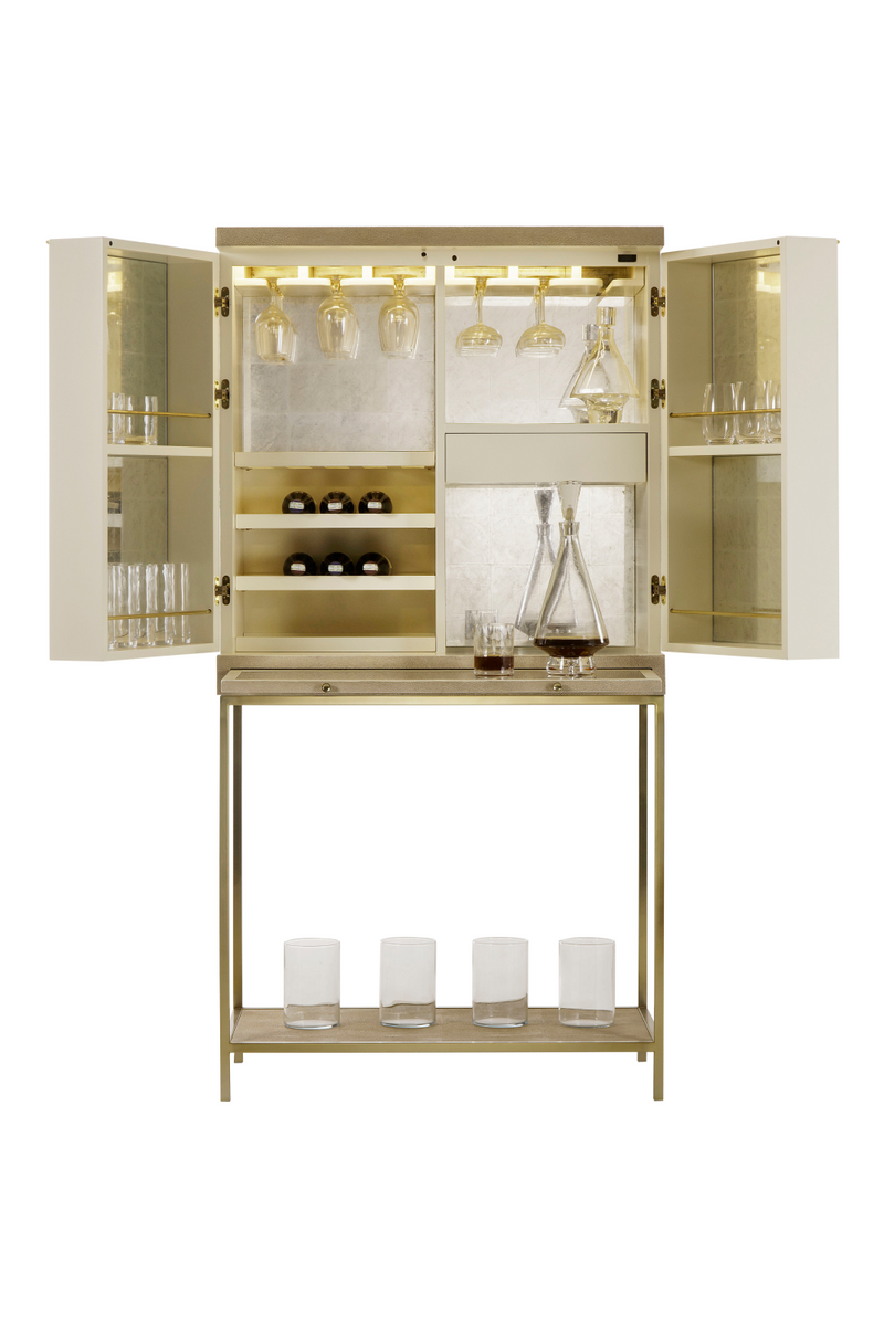 Ivory Shagreen Bar Cabinet With Light | Andrew Martin Melissa  | OROATRADE