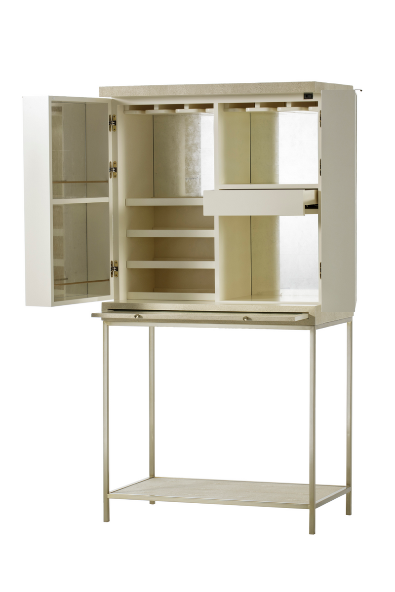 Ivory Shagreen Bar Cabinet With Light | Andrew Martin Melissa  | OROATRADE