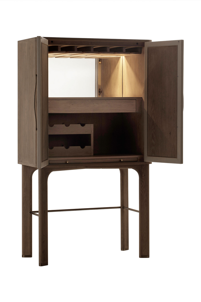 Light Oak and Leather Bar Cabinet | Andrew Martin Charlie | Oroatrade.com