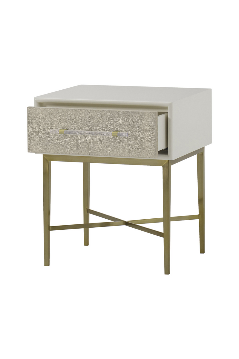 White Shagreen Drawer Bedside Table | Andrew Martin Alice | OROATRADE