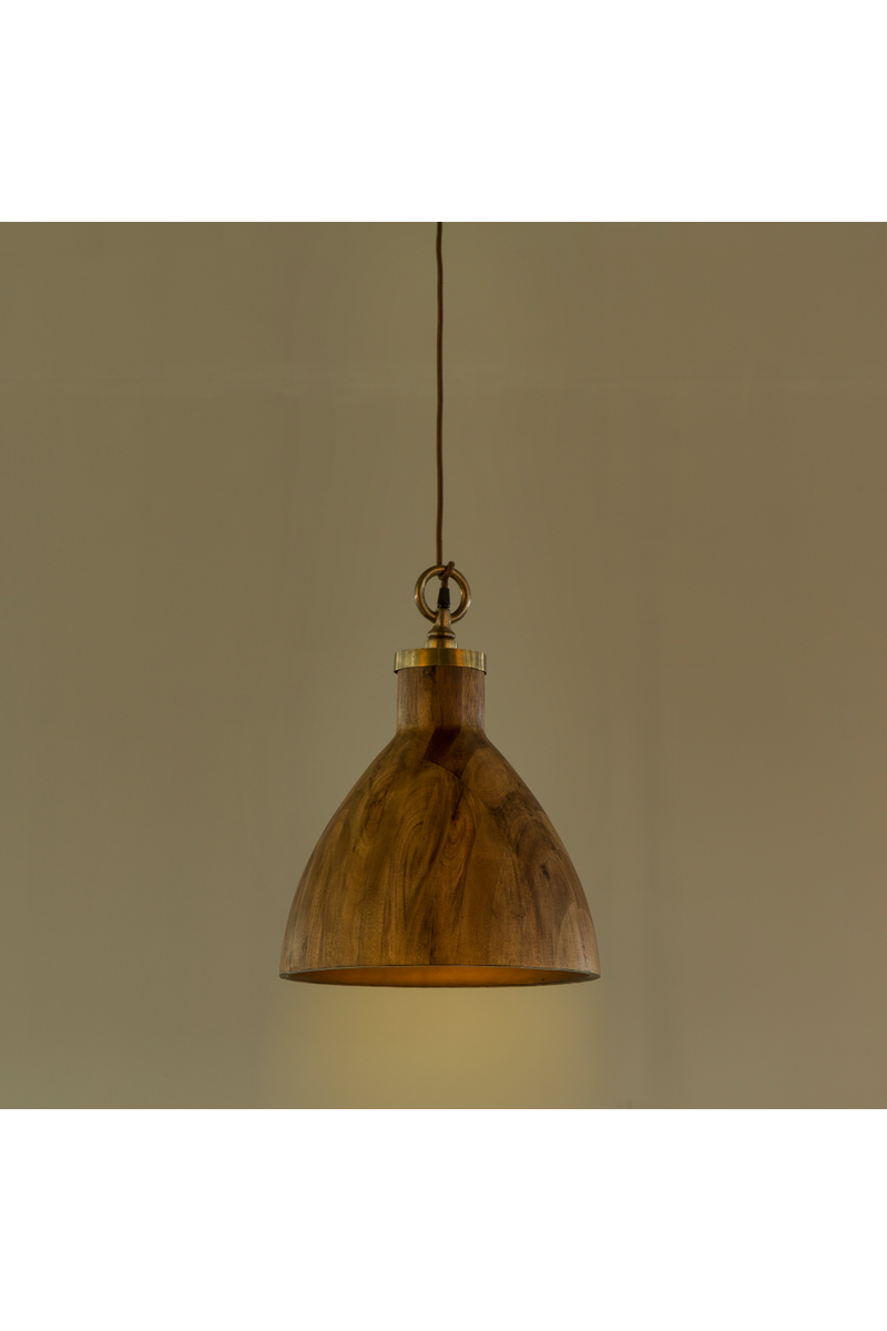Bell Shaped Wooden Pendant Lamp L | Andrew Martin Big Sur | Oroatrade.com