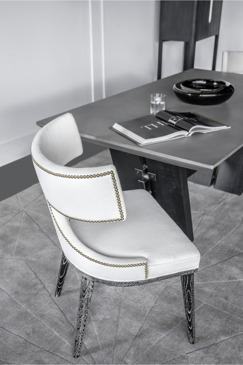 White Hourglass Studded Dining Chair | Andrew Martin Oscar | OROATRADE