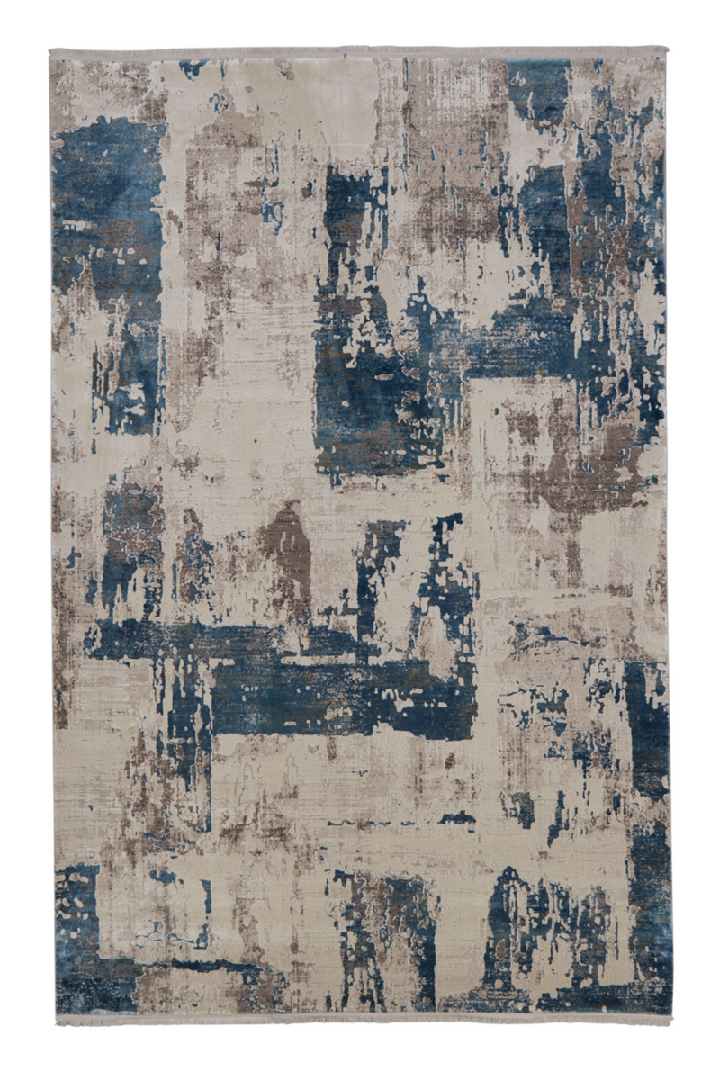 Blue and Beige Patterned Rug 6'5" x 9'5" | Andrew Martin Azra | Oroatrade.com