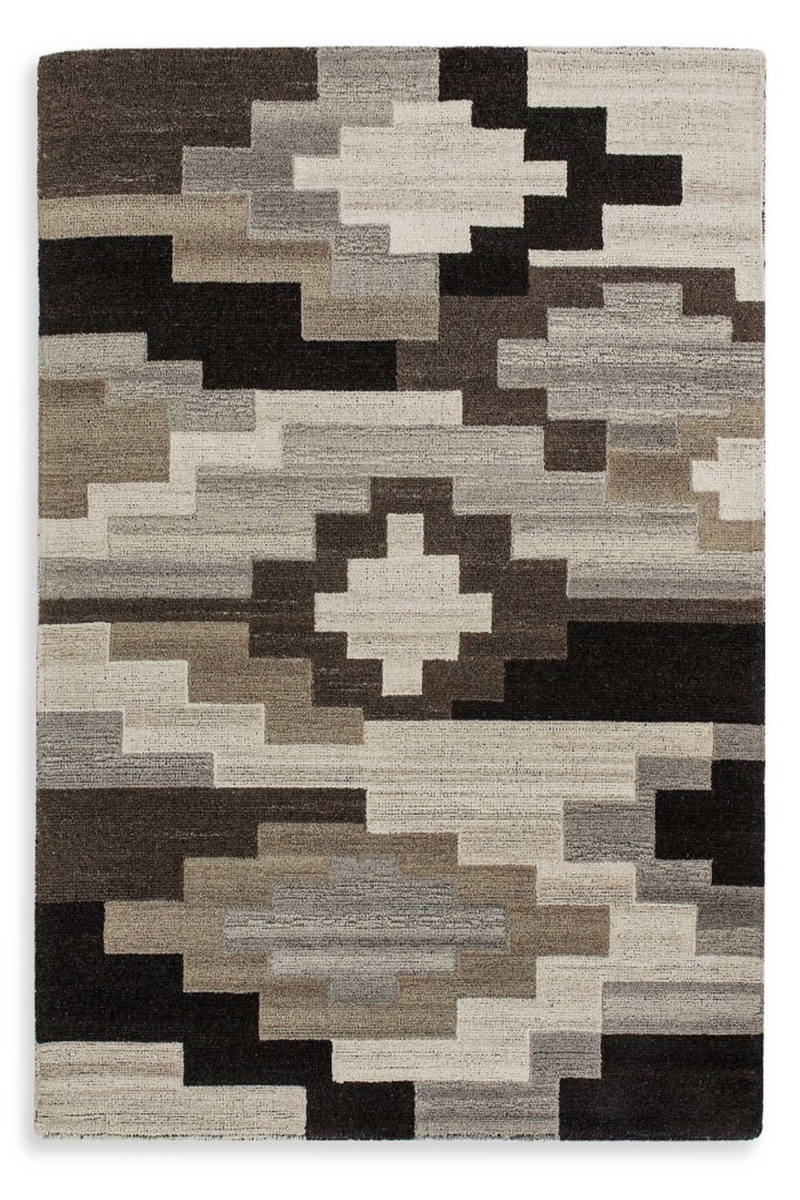 Neutral Wool and Cotton Geometric Rug 8' x 10' | Andrew Martin Shrine | OROATRADE