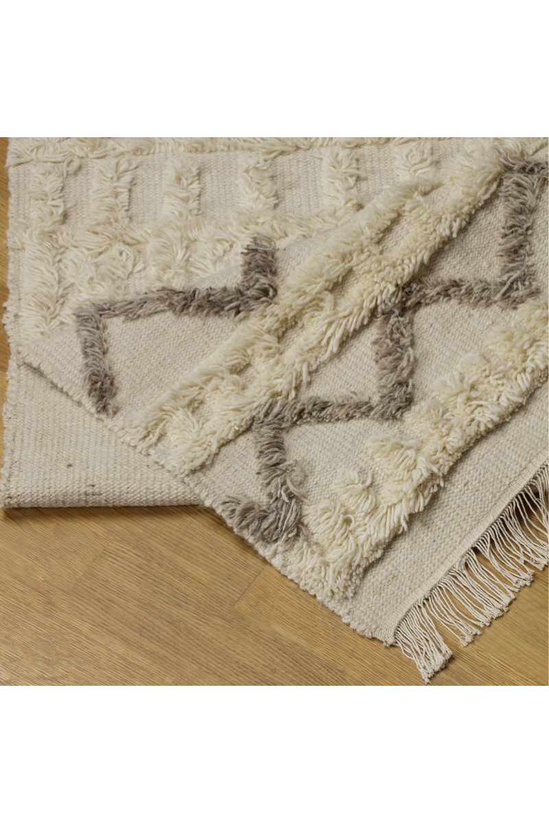 Cream and Taupe Handwoven Wool Rug 9' x 12' | Andrew Martin Lusaka | OROATRADE