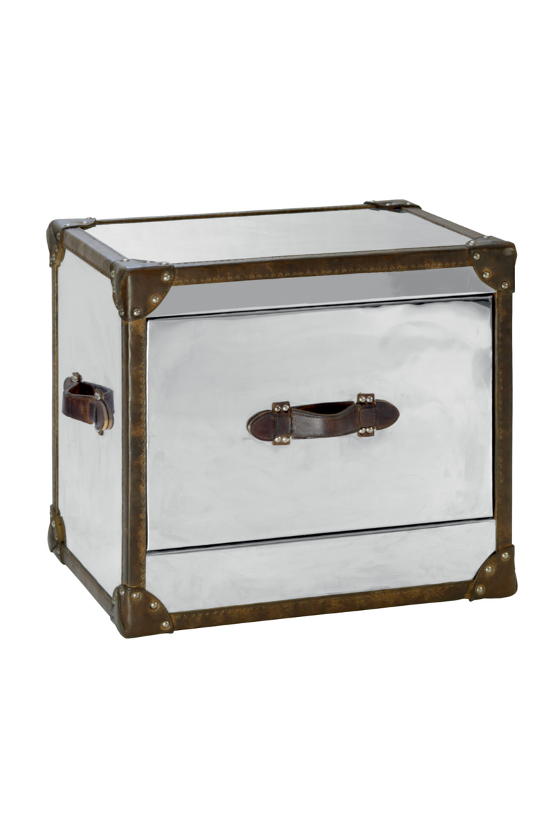 Steel and Leather Cube Side Table | Andrew Martin Howard | OROATRADE