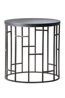 Black Wooden Top Circular Side Table | Andrew Martin Blackout | OROATRADE