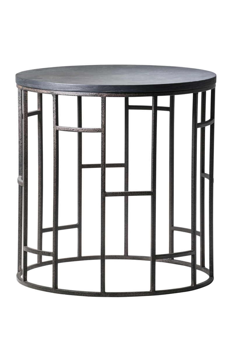 Black Wooden Top Circular Side Table | Andrew Martin Blackout | OROATRADE