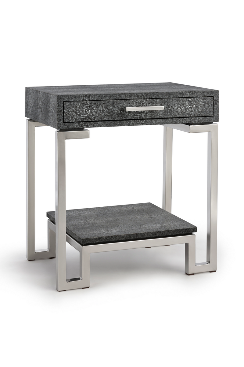 Gray Shagreen Silver Frame Side Table | Andrew Martin Flex | OROATRADE