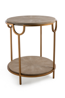 Cream Shagreen Side Table with Undershelf | Andrew Martin Katia | OROATRADE