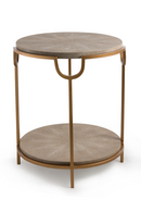 Cream Shagreen Side Table with Undershelf | Andrew Martin Katia | OROATRADE