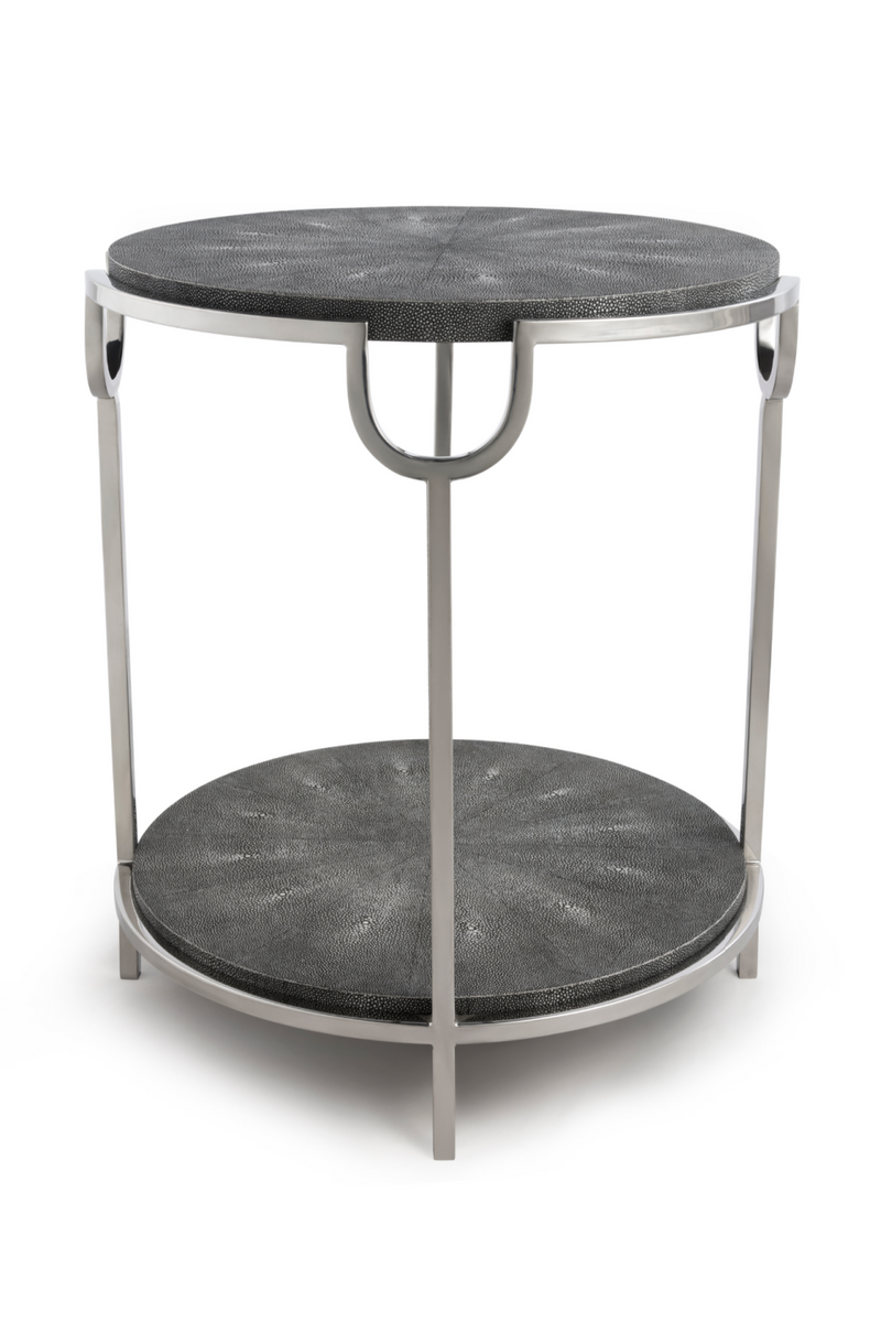 Gray Shagreen Side Table with Undershelf | Andrew Martin Katia | OROATRADE