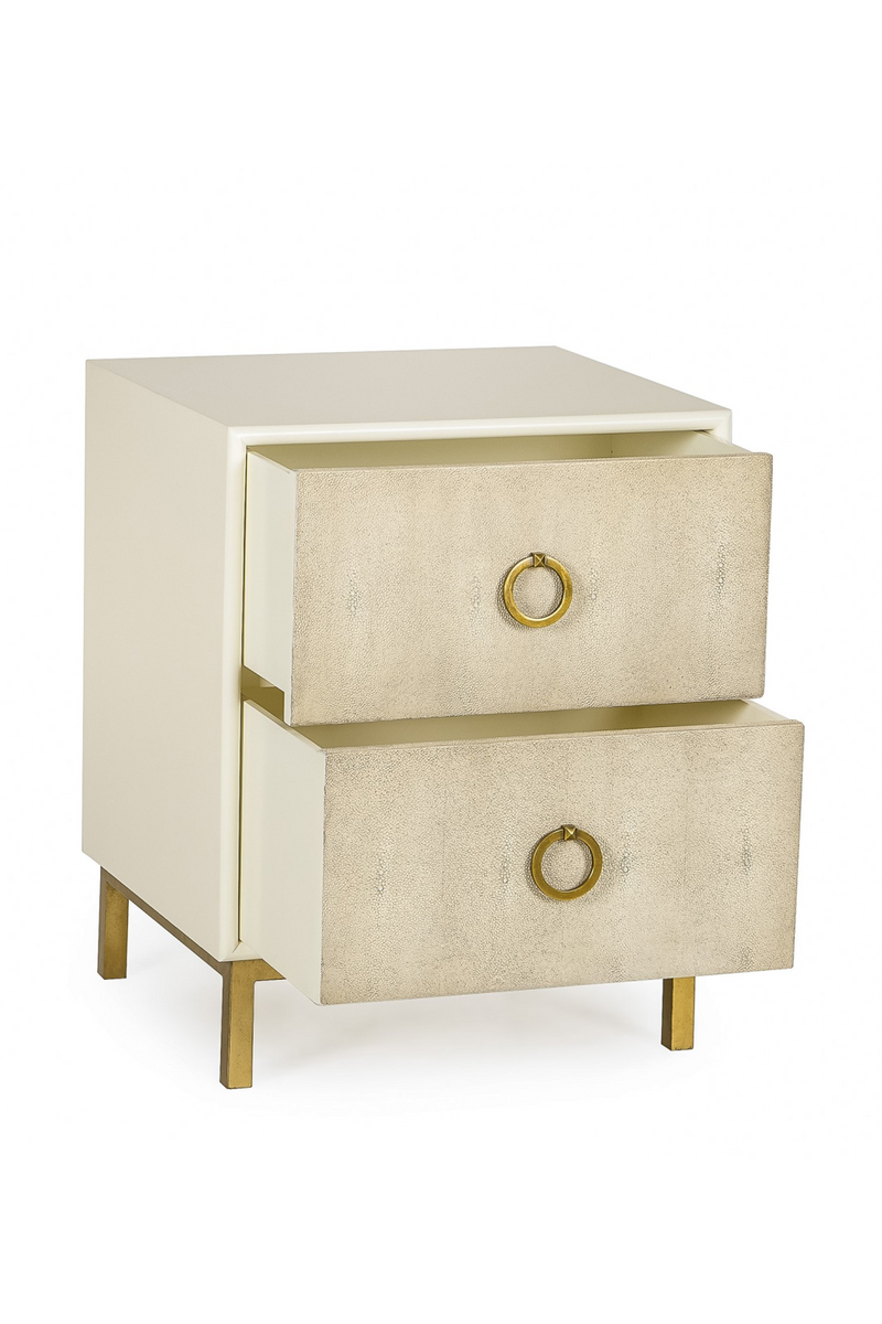Cream Shagreen Bedside Table with Drawers | Andrew Martin | OROATRADE