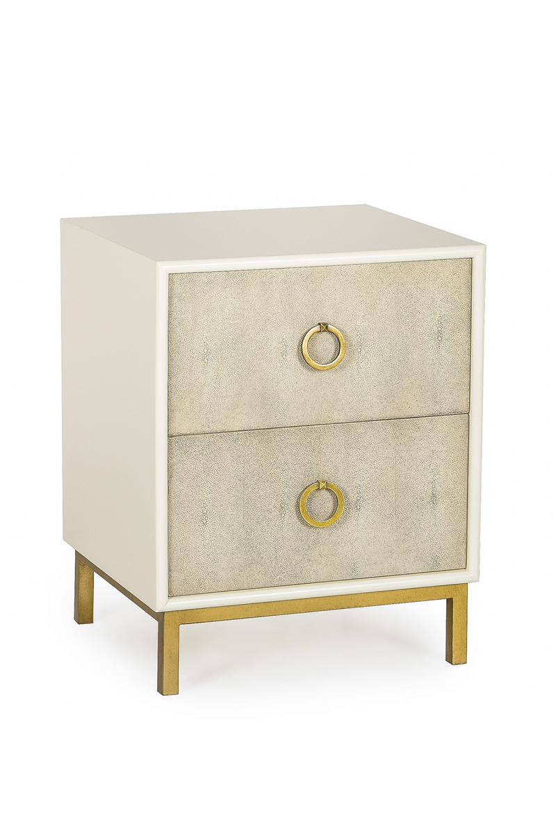 Cream Shagreen Bedside Table with Drawers | Andrew Martin | OROATRADE