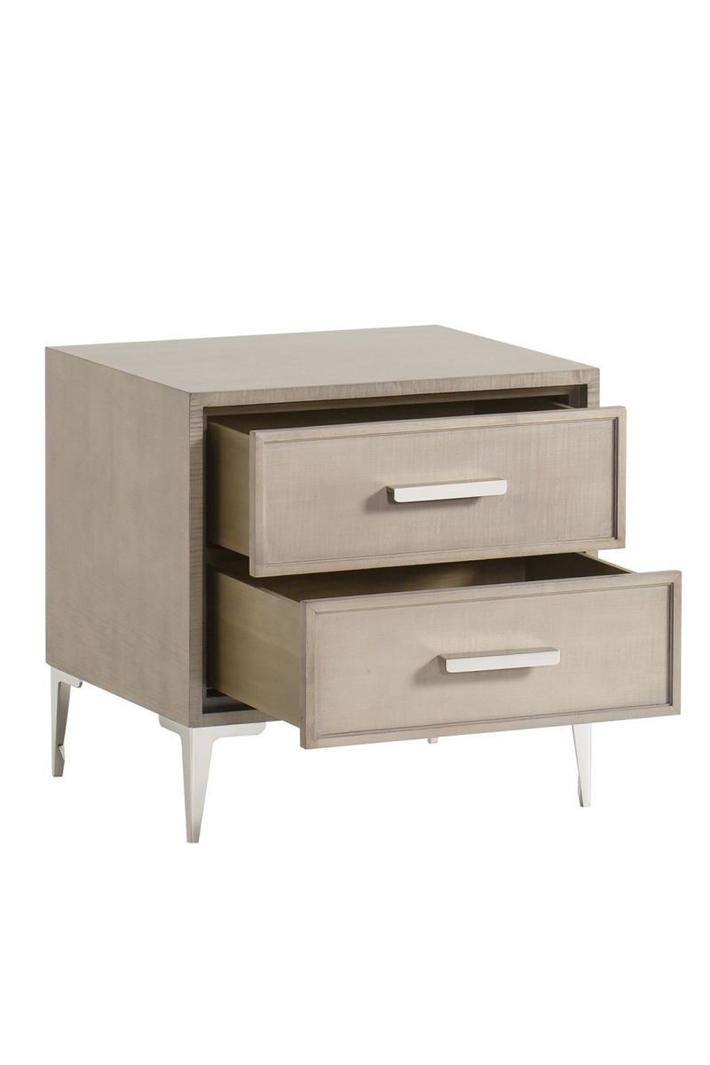 Taupe Wooden Bedside Table with Drawers | Andrew Martin Chloe | OROATRADE