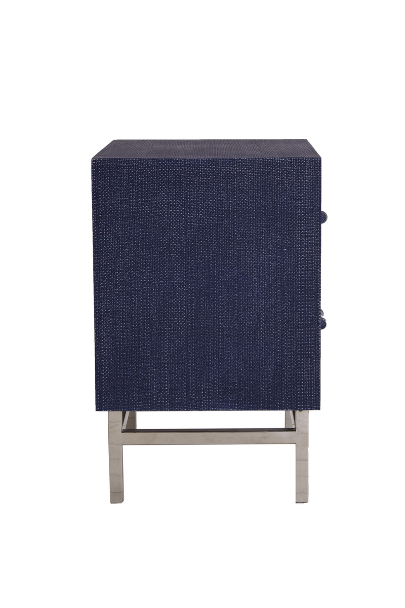 Blue Textured Rattan Bedside Table | Andrew Martin Hesta | OROATRADE