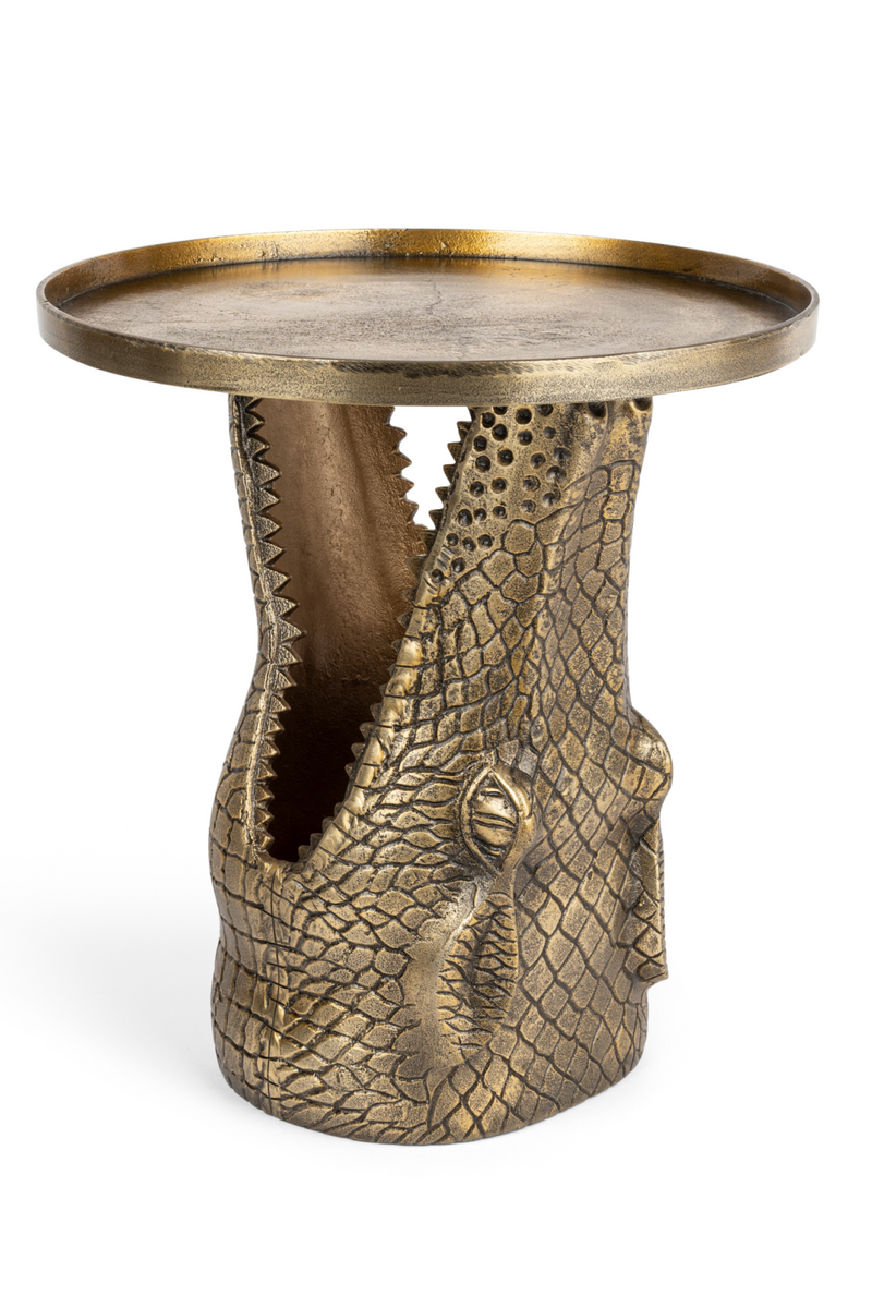 Sculptural Gold Side Table | Bold Monkey See You Later Alligator | Oroatrade.com