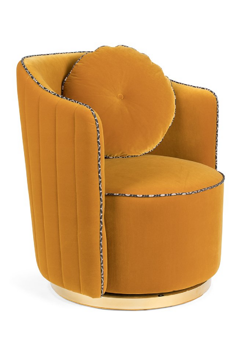Upholstered Ochre Swivel Chair | Bold Monkey Sassy Granny | OROA TRADE
