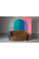 Curved Tufted Brown Velvet Sofa | Bold Monkey Too Pretty To Sit On | OROA TRADE