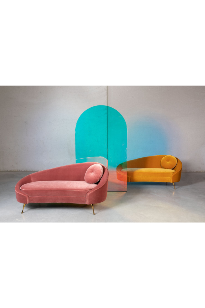 Curved Pink Velvet Sofa | Bold Monkey I am Not a Croissant | OROA TRADE
