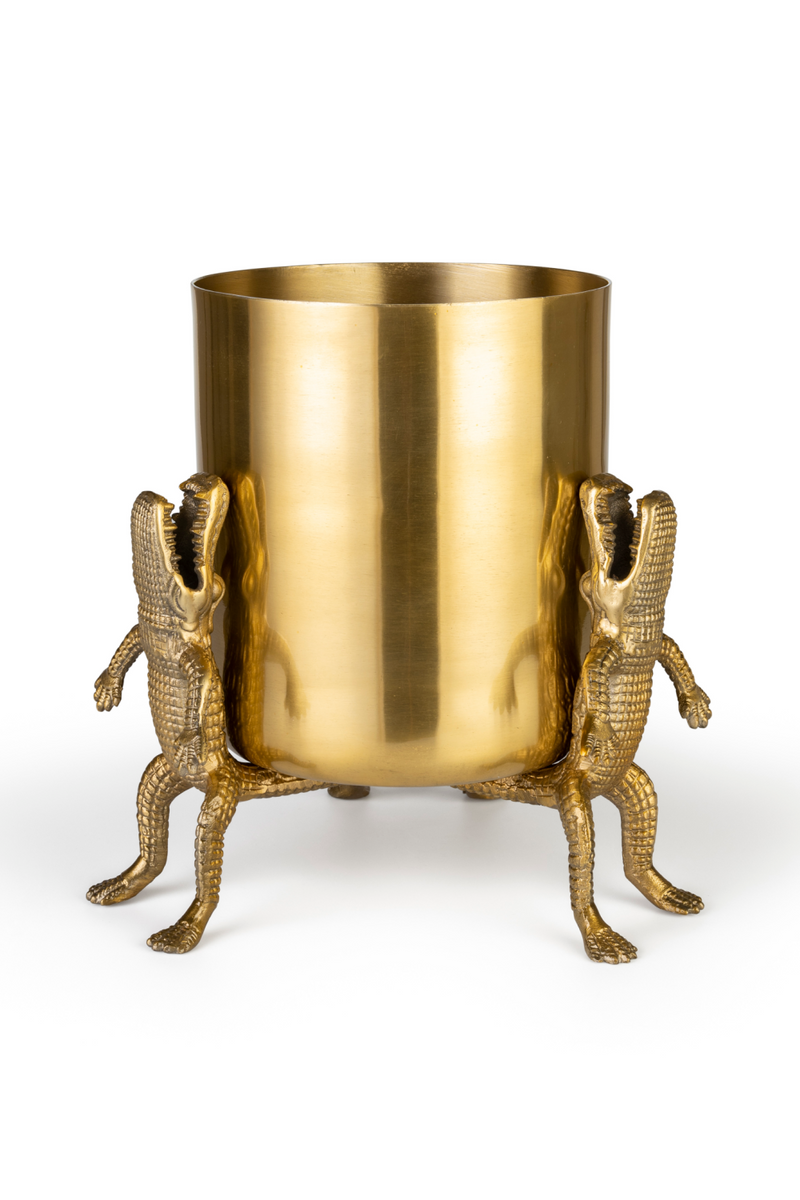 Gold Lacquered Vase | Bold Monkey Surrounded by Crocodiles | Oroatrade.com