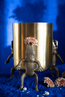 Gold Lacquered Vase | Bold Monkey Surrounded by Crocodiles | Oroatrade.com