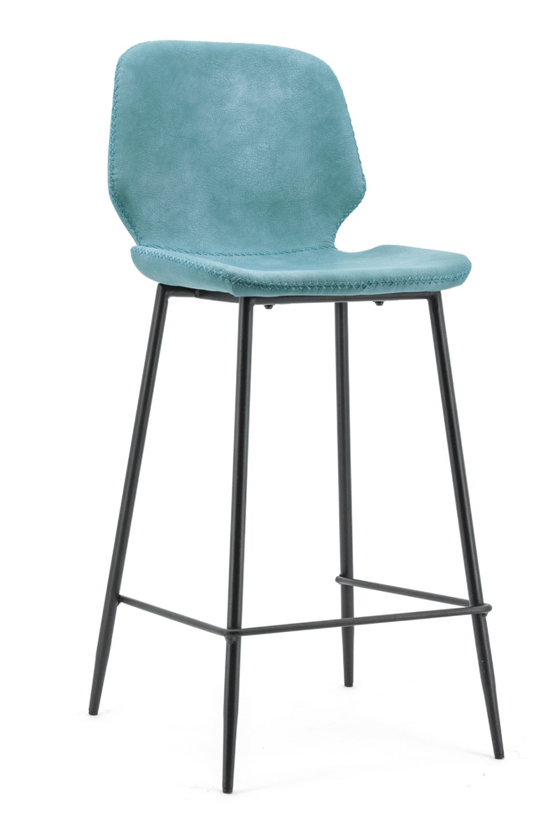 Teal Leather Counter Stools (2) | By Boo Seashell | Oroatrade.com