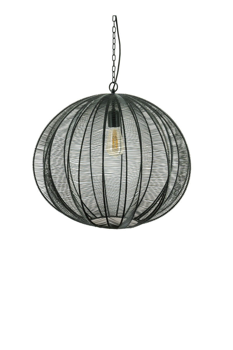 Black Metal Round Hanging Pendant Lamp - L | By-Boo Floss | Oroatrade.com