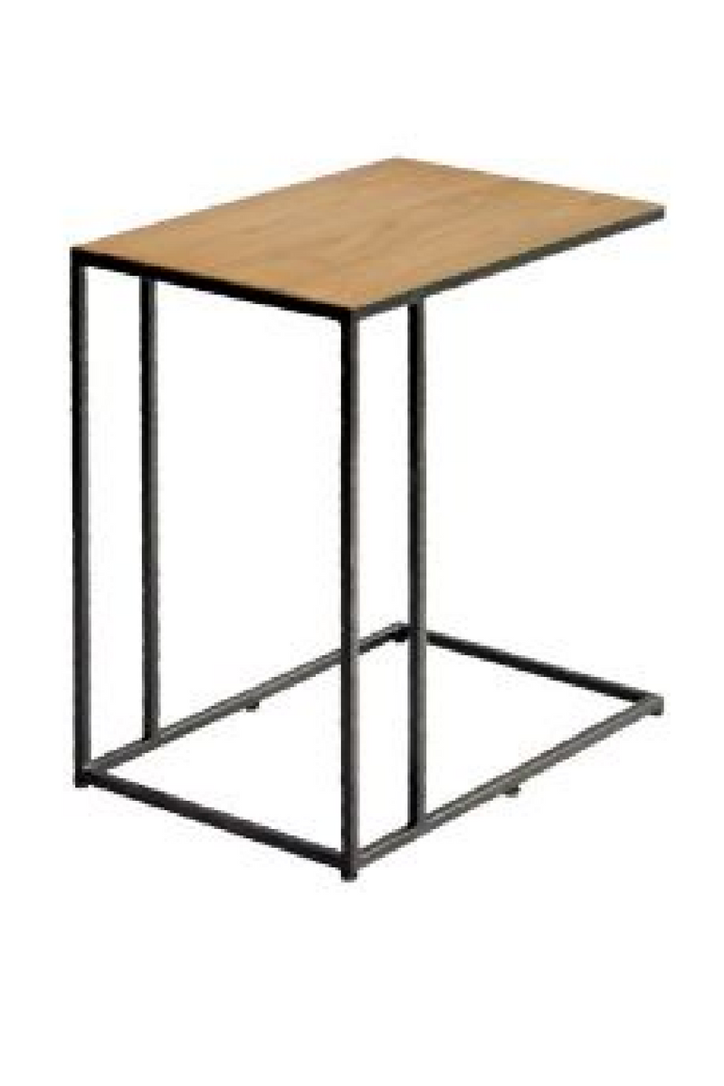 Wooden Side Table w/ Geometrical Base | Dareels Lap | OROA TRADE