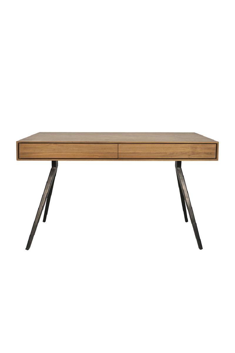 Natural Teak Desk w/ Stilleto Legs | Dareels Majesti | Oroatrade.com