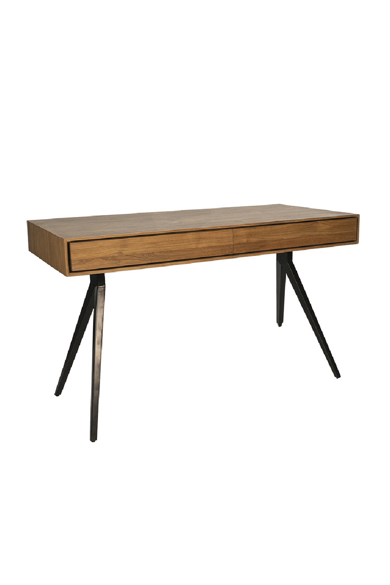 Natural Teak Desk w/ Stilleto Legs | Dareels Majesti | Oroatrade.com