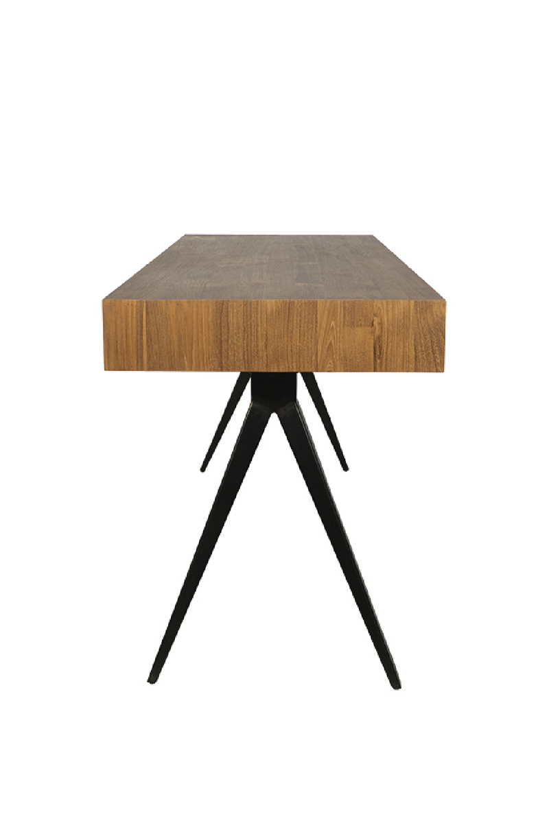 Natural Teak Desk w/ Stilleto Legs | Dareels Majesti | Oroatrade.com