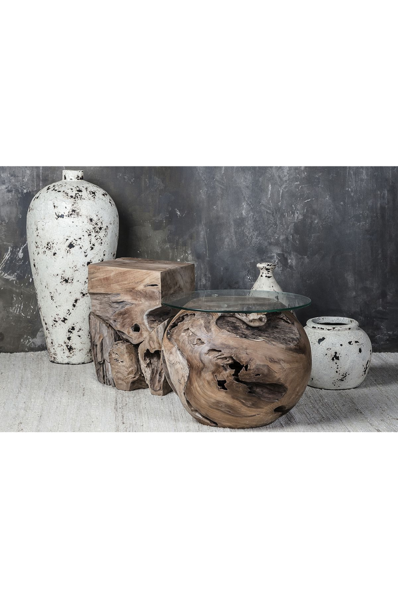 Natural Teak Root Block Stool | Dareels Toor | OROA TRADE