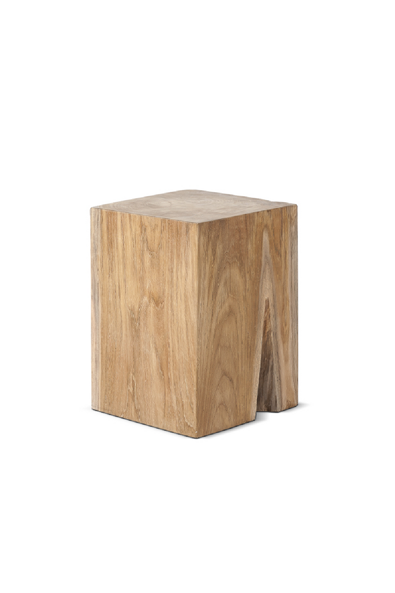 Natural Teak Block Stool | Dareels Solid | OROA TRADE