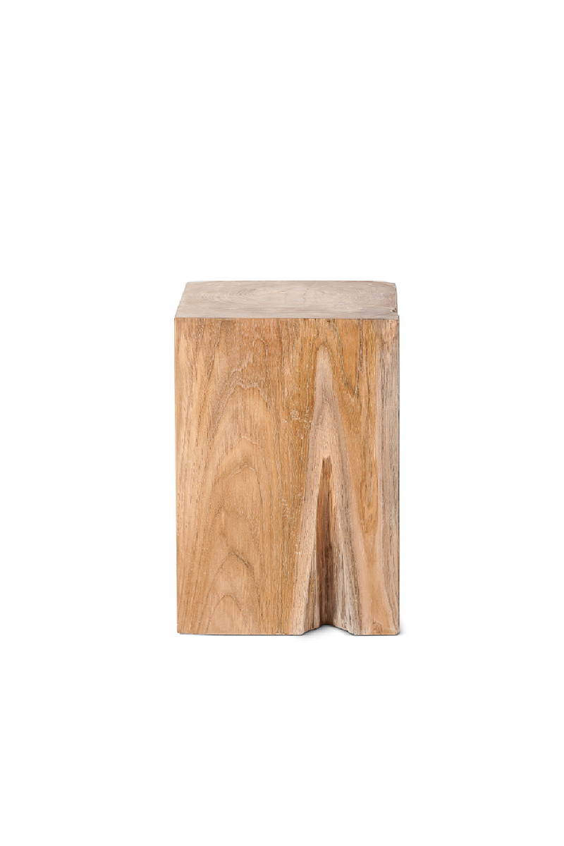 Natural Teak Block Stool | Dareels Solid | OROA TRADE