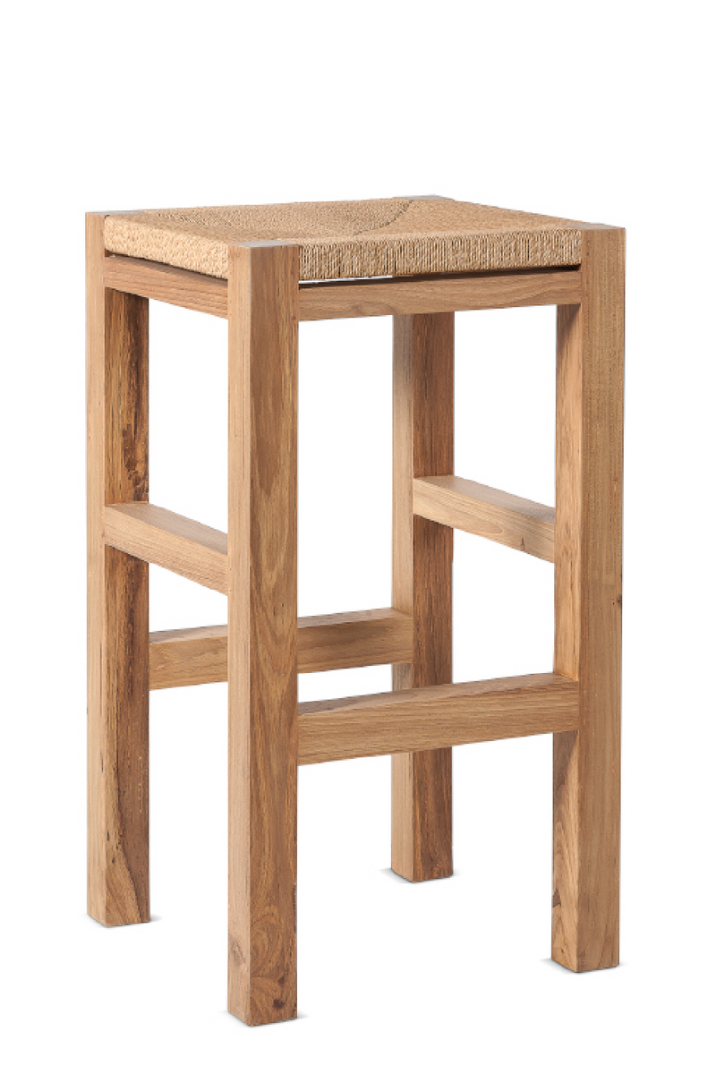 Teak and Rope Square Bar Stool | Dareels Cora | Oroatrade.com.