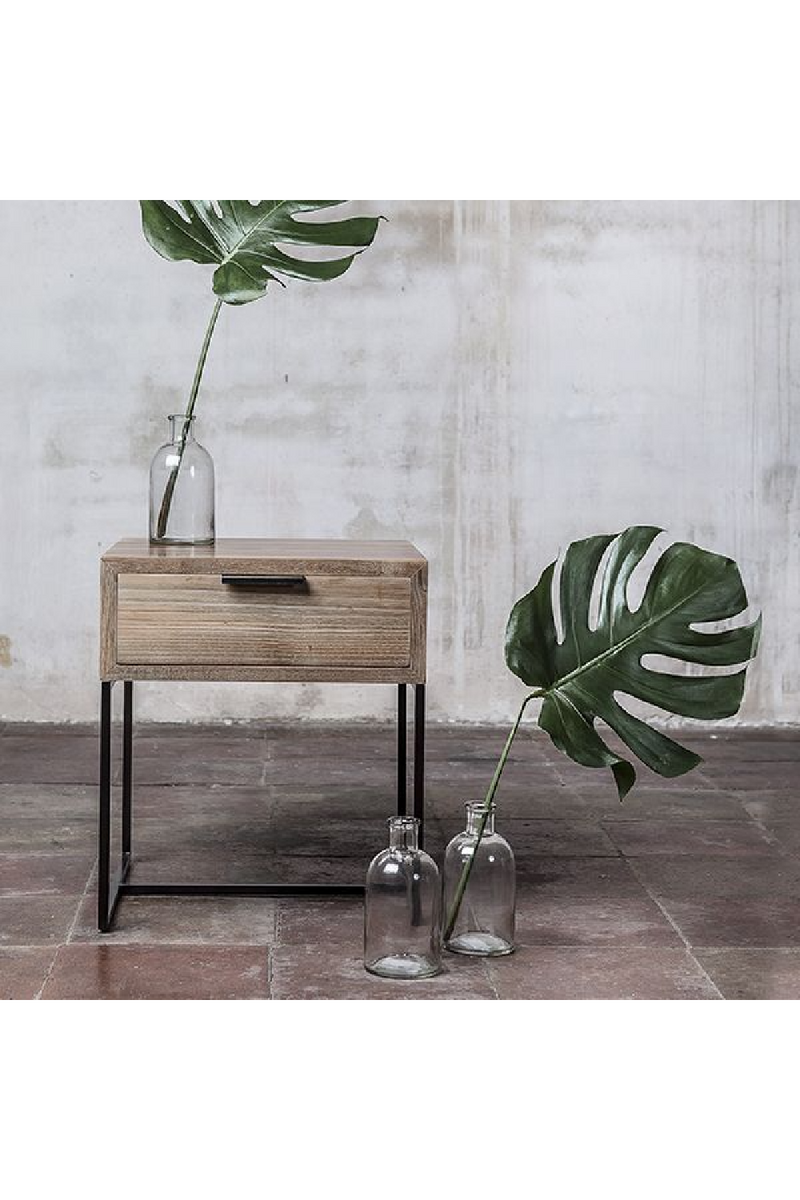 Teak with Iron Base Bedside Table | Dareels Onetwo | OROA TRADE