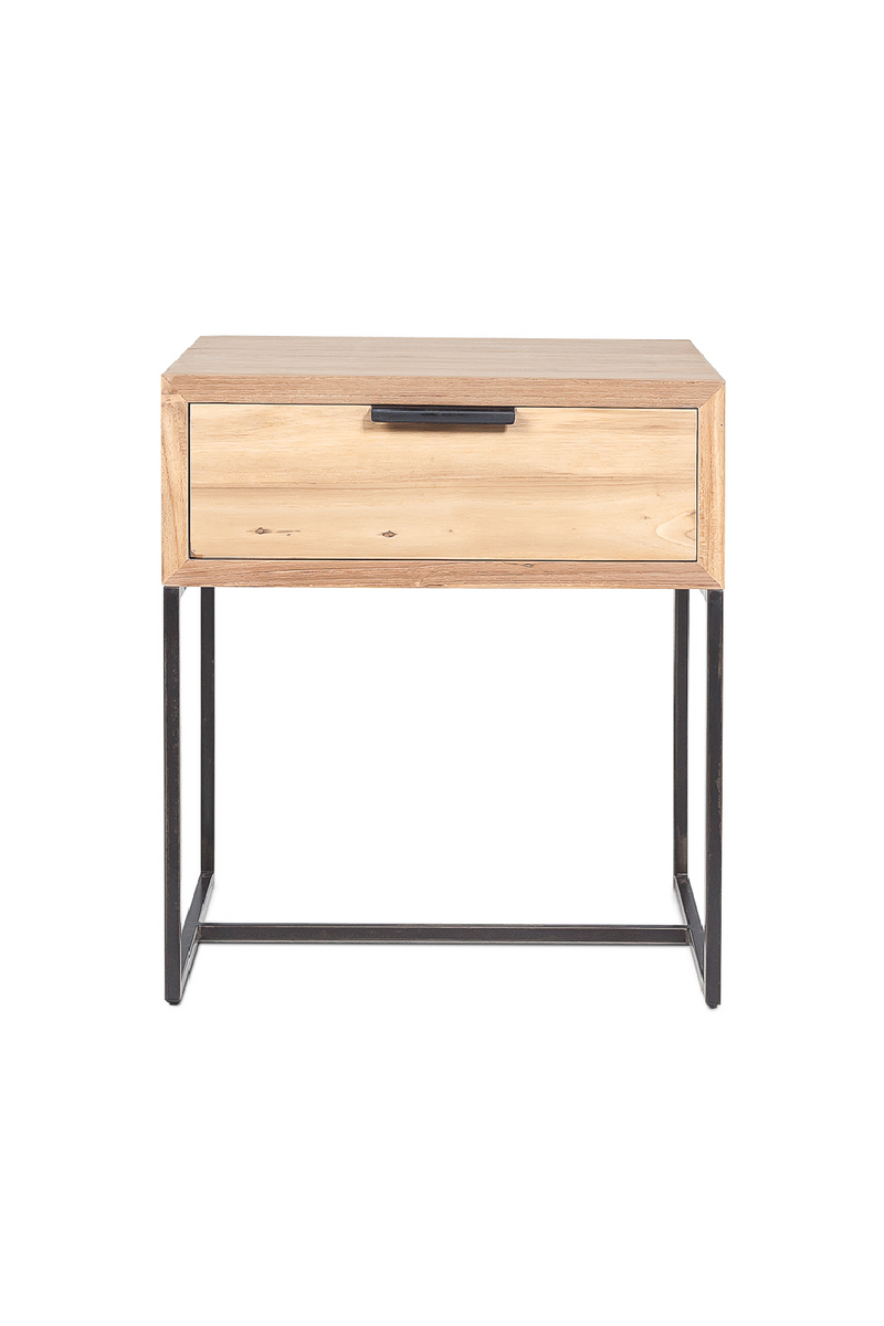 Teak with Iron Base Bedside Table | Dareels Onetwo | OROA TRADE