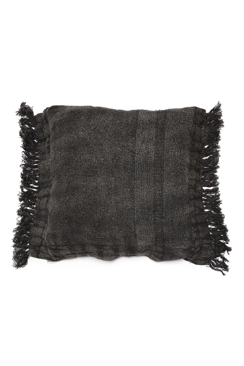 Black Linen Bouclé Fringed Cushion Cover | Dareels Wrinkles HNB | Oroatrade