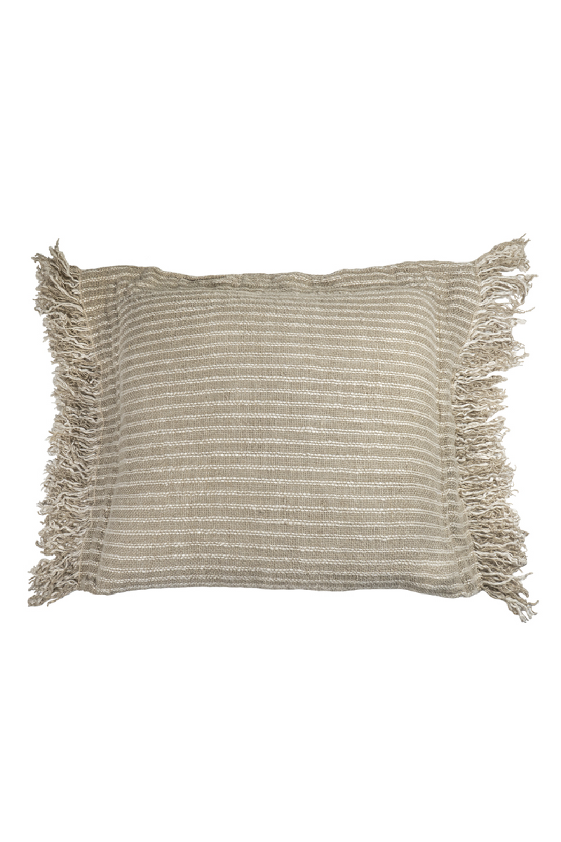 Boucle Fringed Cream Linen Cushion Cover | Dareels Kochi | Oroatrade.com