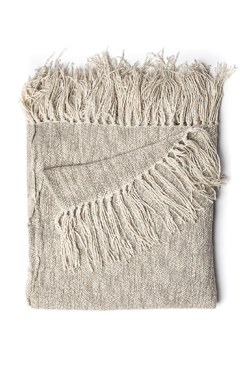 Boucle Fringed Natural Linen Plaid | Dareels Wrinkles HHS | Oroatrade.com