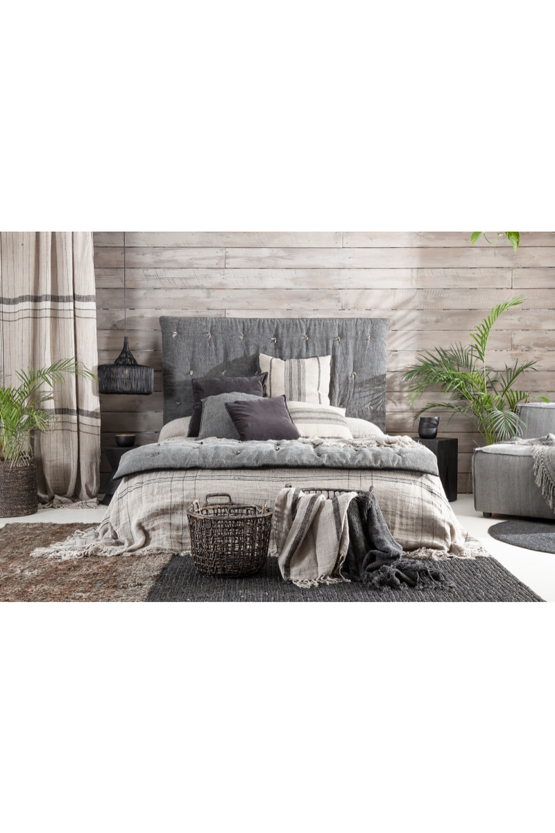 Black Linen Fringed Plaid | Dareels Wrinkles HNB | Woodfurniture.com