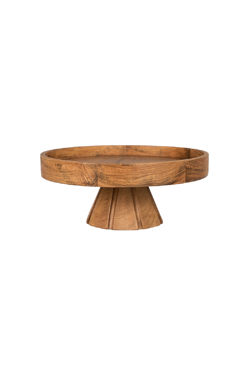 Solid Teak Pedestal Fruit Bowl | Dareels Jati | OROA TRADE