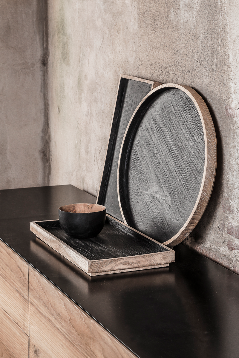 Black Teak Rectangular Tray | Dareels Dark  | Oroatrade.com