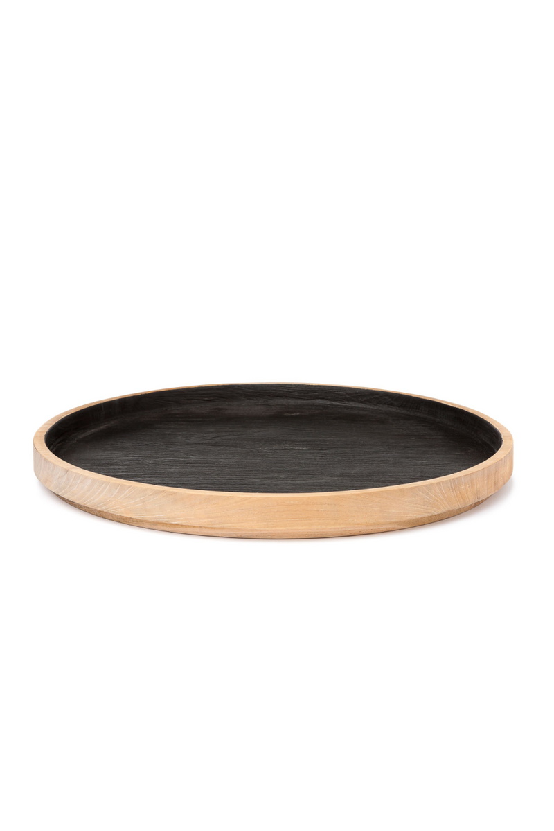 Black Teak Circular Tray | Dareels Dark | OROA TRADE